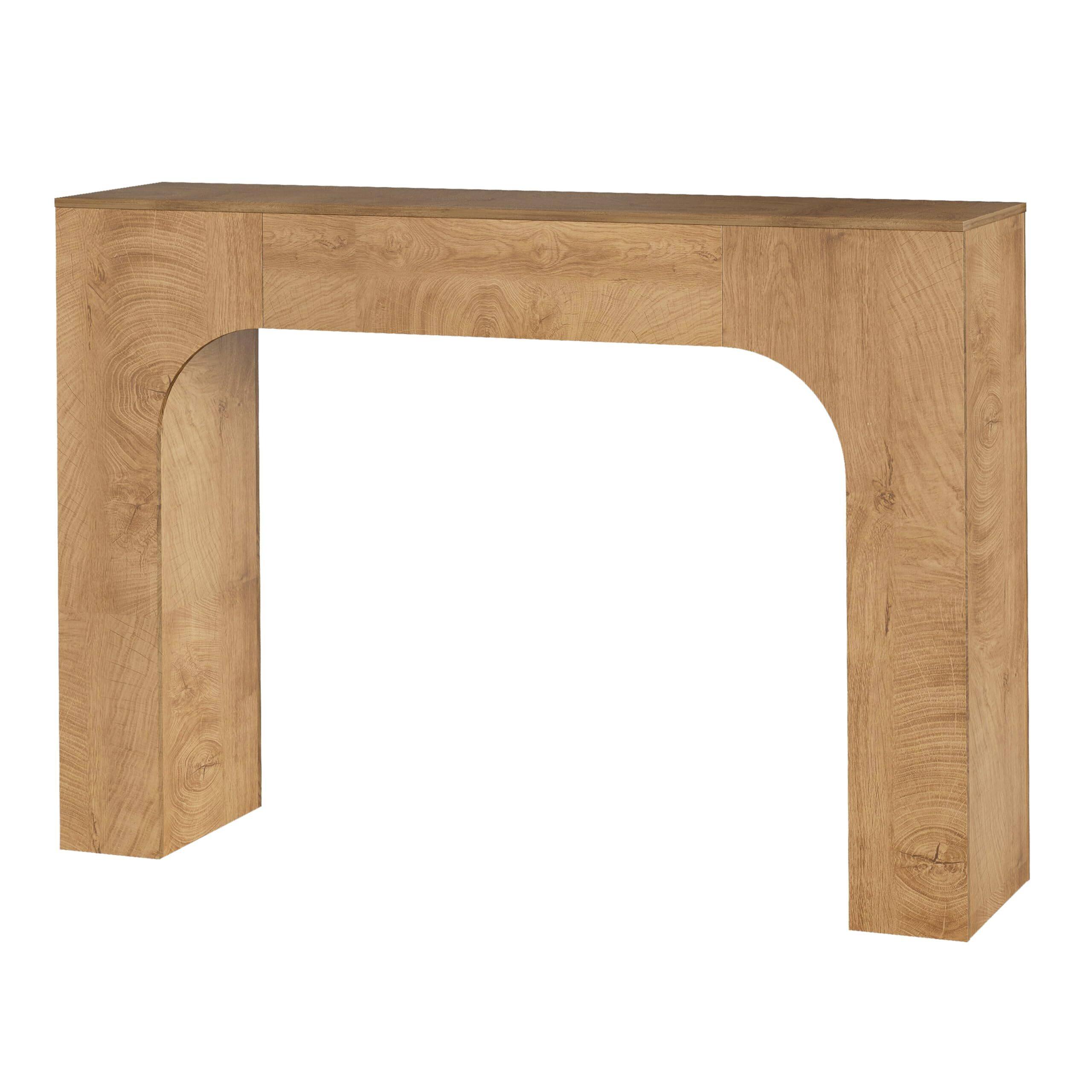 Front. Jojoka - 47 Inch Farmhouse Console Table, Narrow Wood Entryway Table Behind Couch, Slim Rustic Hallway Furniture for Living Rooms - Brown.