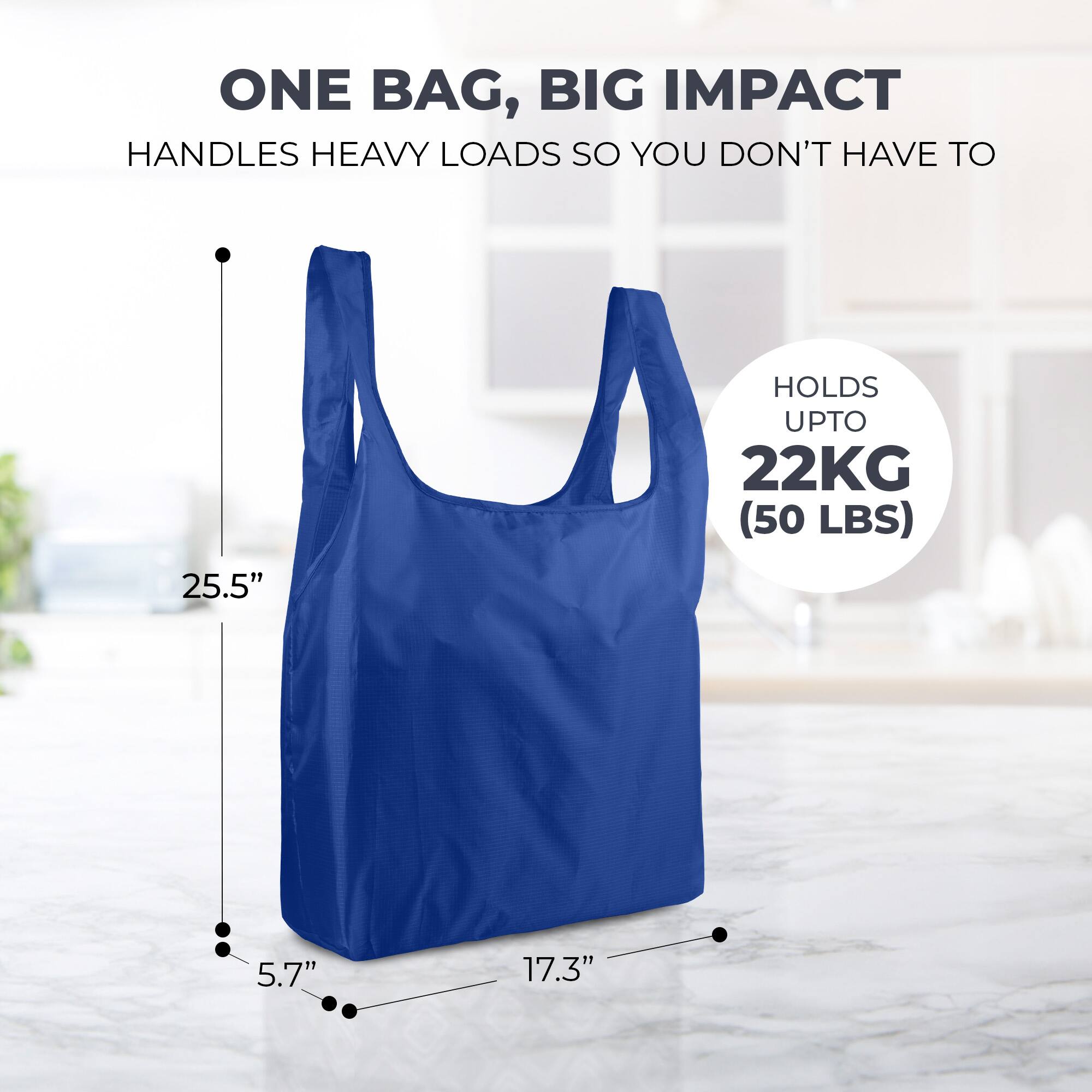 ONE BAG, BIG IMPACT  
HANDLES HEAVY LOADS SO YOU DON'T HAVE TO  

25.5"  
HOLDS UPTO 22KG (50 LBS)  
5.7"  
17.3"