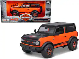 2021 Ford Bronco Badlands "Harley Davidson" "H-D Custom" Series 1/24 Diecast Model Car by Maisto - Orange And Black