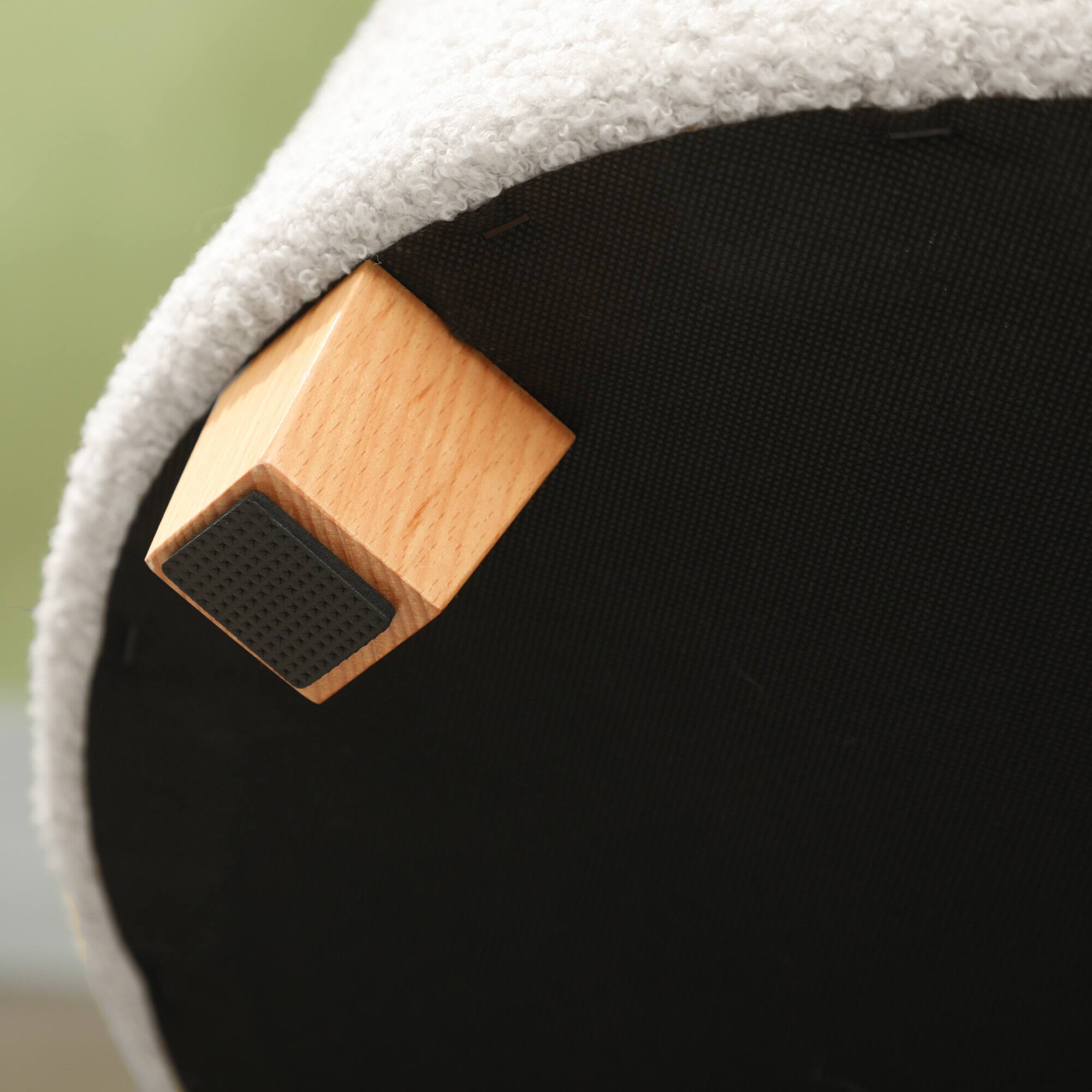 Alt View 5. Homcom - 18" Round Teddy Fleece Ottoman, Removable Lid - White.