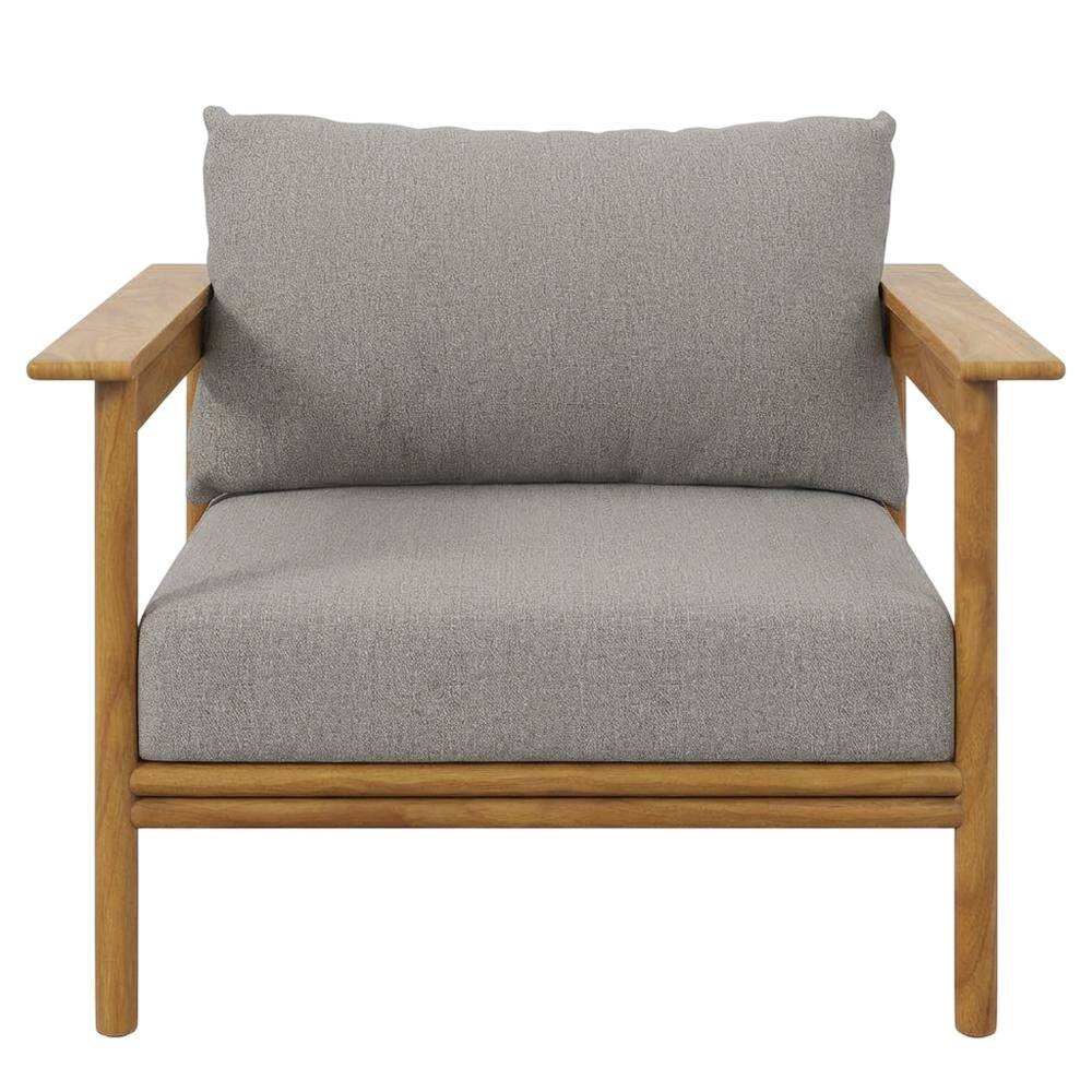 Back. Outdoor Escape - Teak Wood Outdoor Patio Armchair for Garden and Porch Relaxation - Brown.