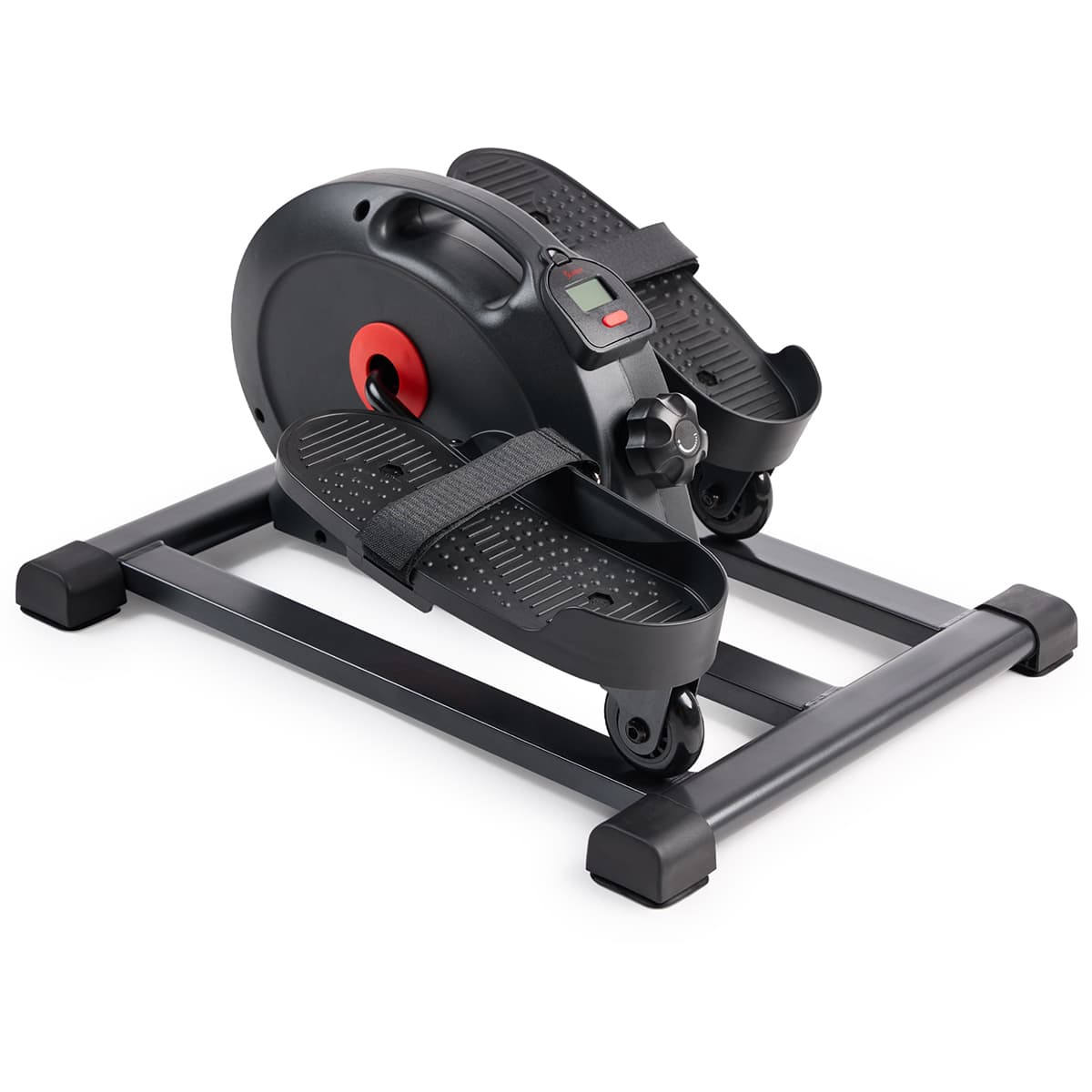 Front. Sunny Health & Fitness - Smart Compact Mini Elliptical - Dark grey.