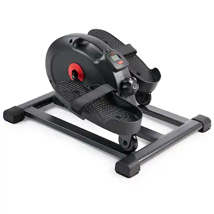 Front. Sunny Health & Fitness - Smart Compact Mini Elliptical - Dark grey.