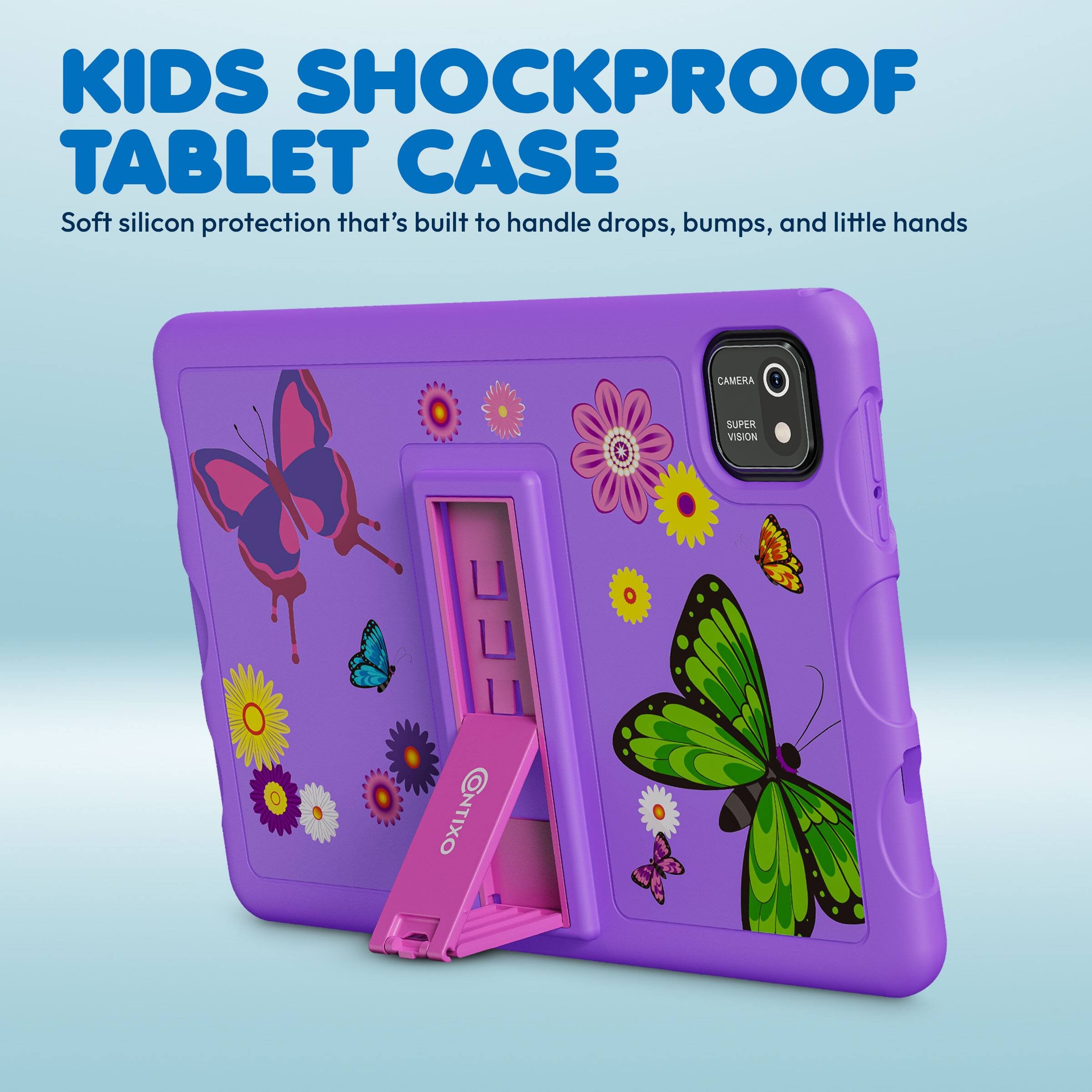 KIDS SHOCKPROOF TABLET CASE  
Soft silicon protection that's built to handle drops, bumps, and little hands  

CAMERA  
SUPER VISION
