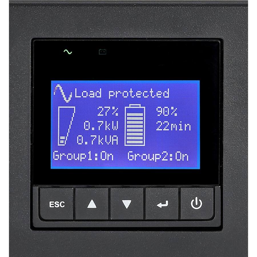 Load protected  
27% 90%  
0.7kW 0.7kVA  
22min  
Group1: On  
Group2: On