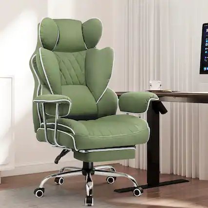 Front. CloudRest Pro - 400lbs Heavy Duty Office Chair Fabric Wide Ergonomic Comfy Executive Chair,Green - Green.