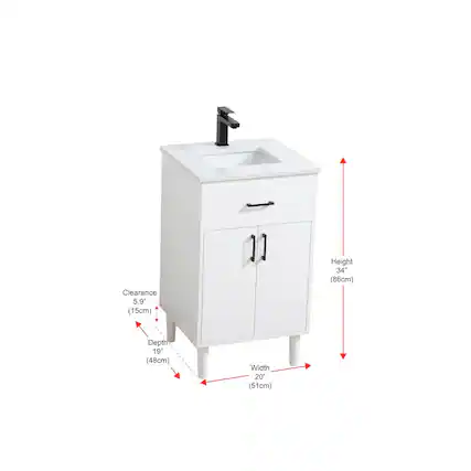 Clearance: 5.9" (15cm)
Height: 34" (86cm)
Depth: 19" (48cm)
Width: 20" (51cm)