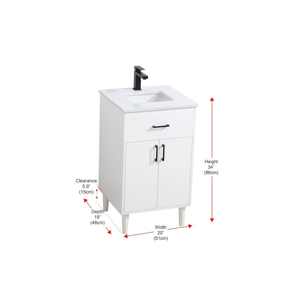 Clearance: 5.9" (15cm)  
Height: 34" (86cm)  
Depth: 19" (48cm)  
Width: 20" (51cm)