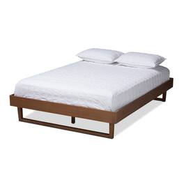 Baxton Studio - Liliya Mid-Century Modern Walnut Brown Finished Wood Platform Bed Frame - Ash Walnut