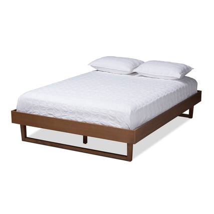 Front. Baxton Studio - Liliya Mid-Century Modern Walnut Brown Finished Wood Platform Bed Frame - Ash Walnut.