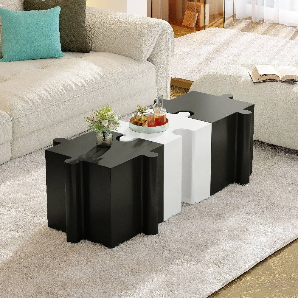 Back. Loheer - Loheer Modular Side Table Puzzle Art MGO Outdoor Table Black - Black.