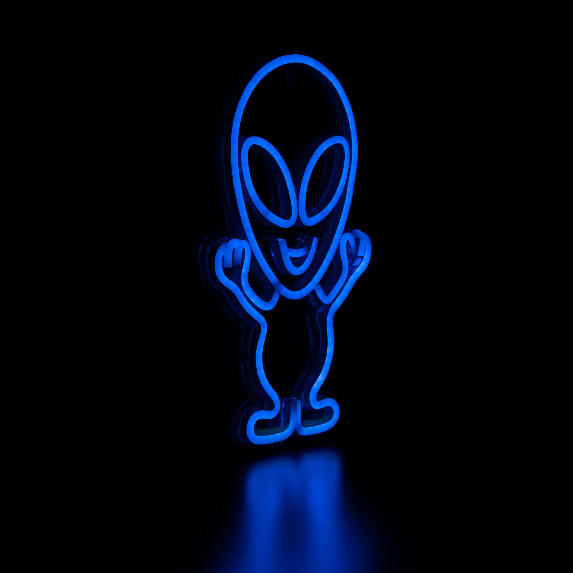 Alt View 3. Northlight - LED Alien Neon Lighted Wall Art - 16.75" - Blue.