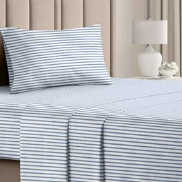 CGK Linens - Luxuriously Soft 4-Piece Striped Sheet Set - Wrinkle-Resistant, Printed Pattern - Twin - Blue Stripes