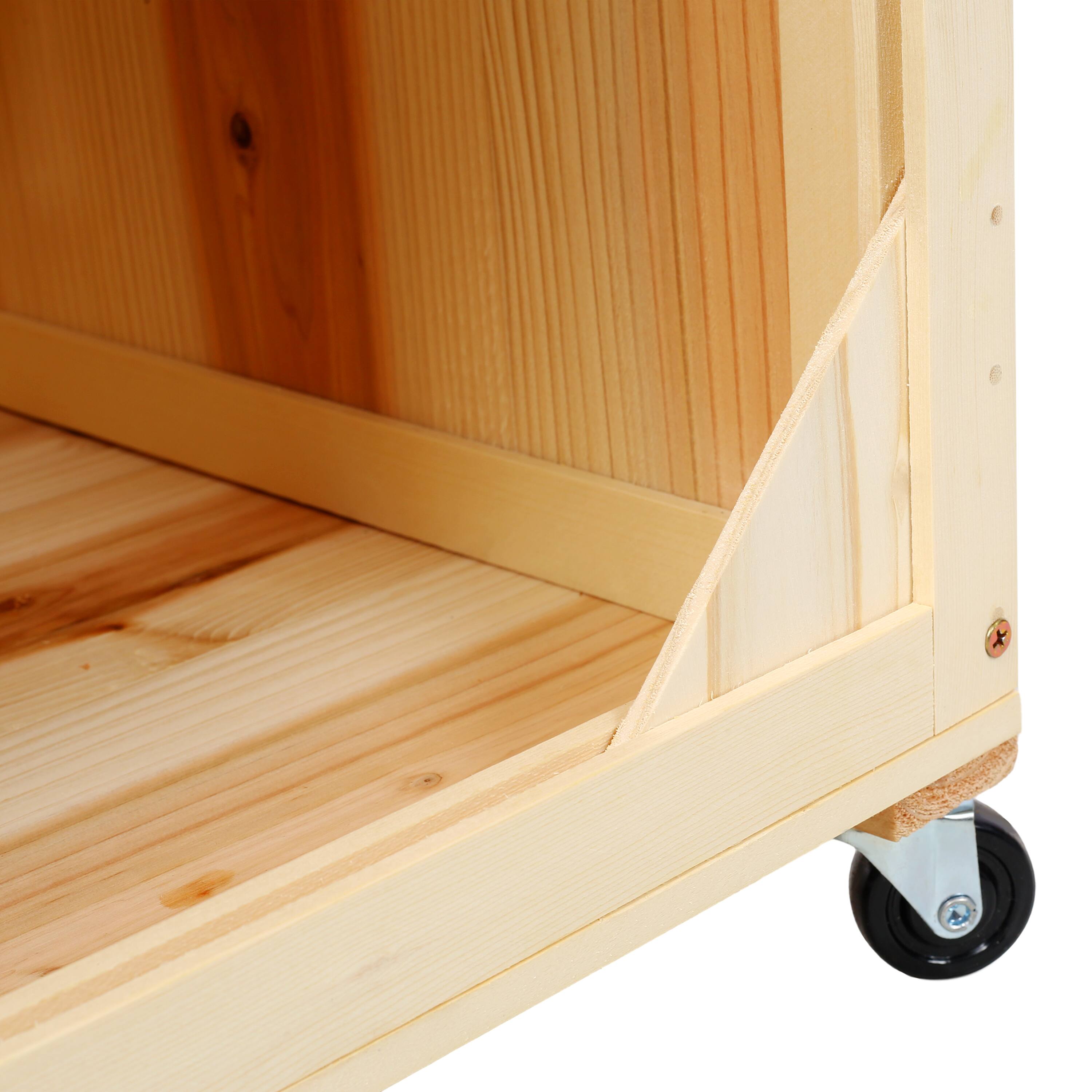 Alt View 9. GOODSILO - 3-Tier Raised Garden Bed with Vertical Trellis, Planter Box with Wheels and Storage Area for Outdoor Plants - Natural Wood.