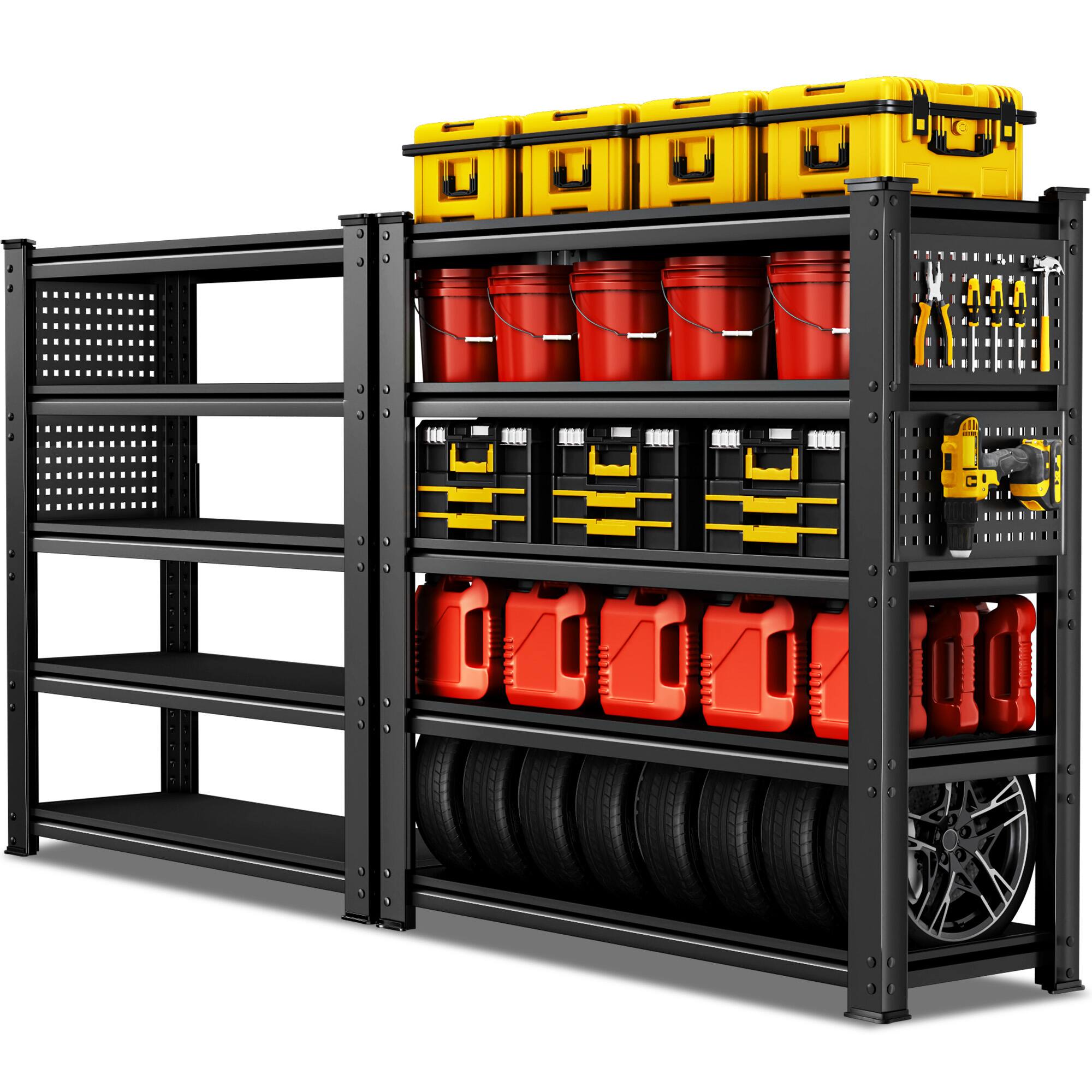 Alt View 7. Silvel - SILVEL 72" H Heavy Duty Solid Storage Shelves, 4000LBS 5 Tier Adjustable Metal Shelving, 48" W x 72" H x 24" D - Black.