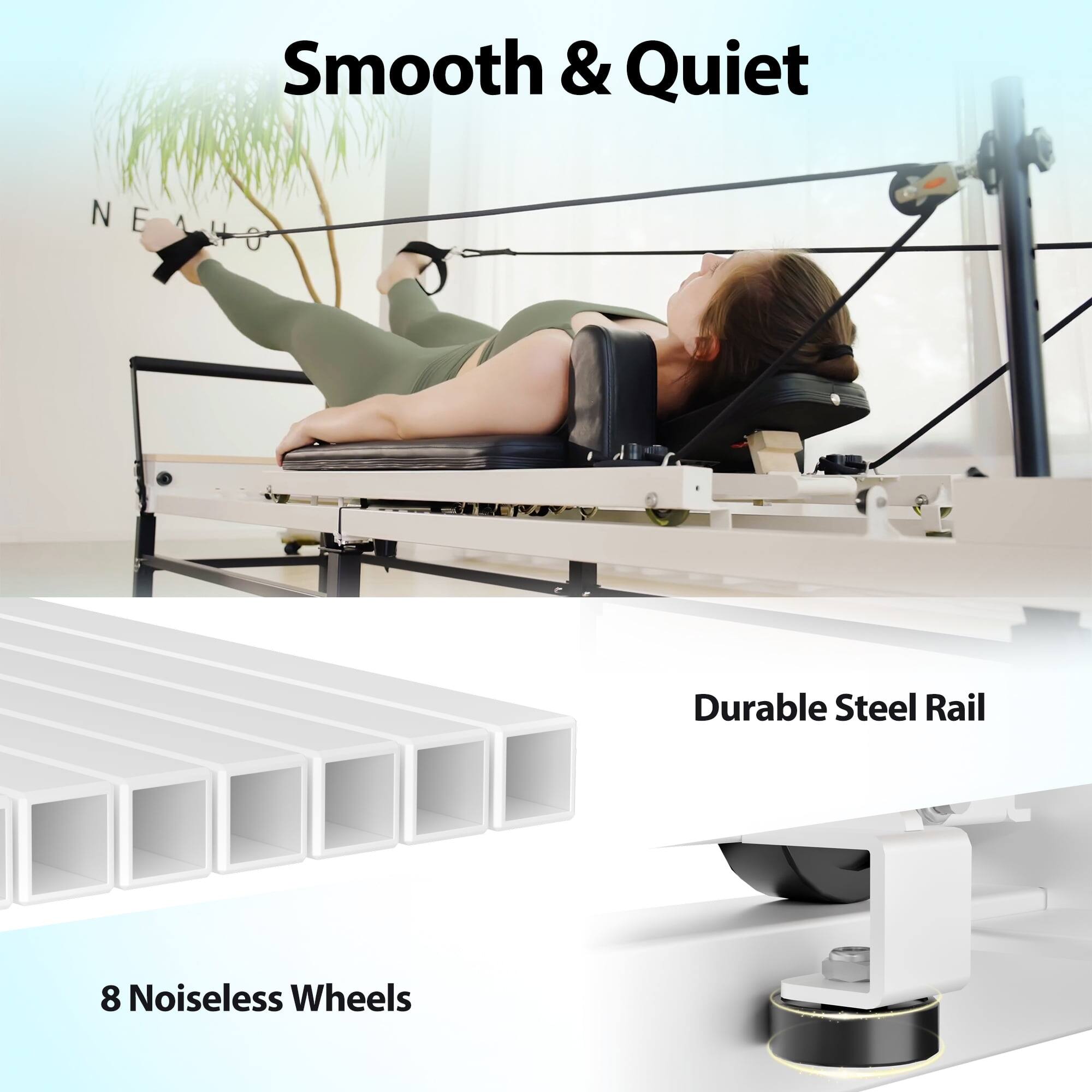 Smooth & Quiet, Durable Steel Rail, 8 Noiseless Wheels