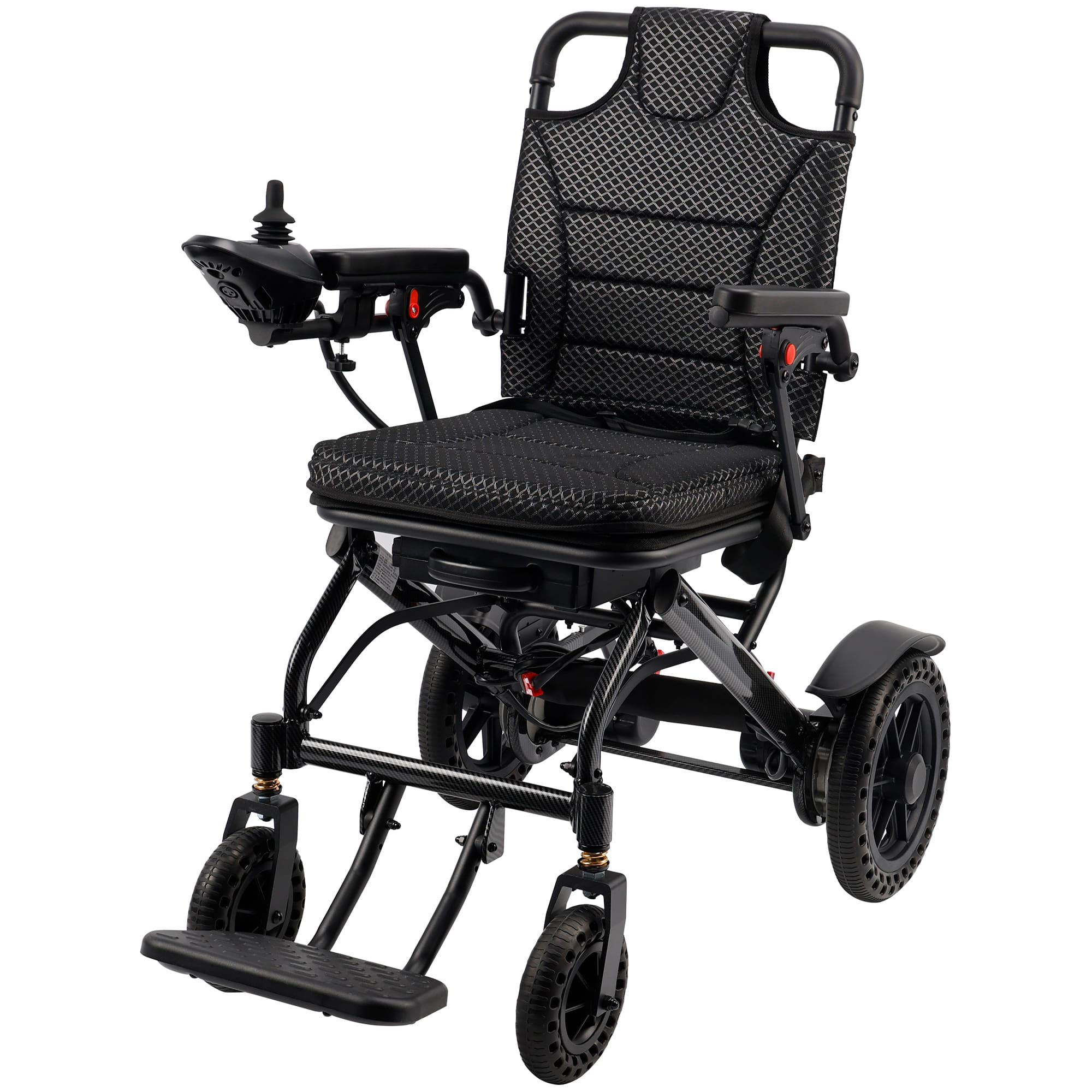 Topteng - 360W Lightweight Folding Electric Wheelchair - 25-Mile Range, 46LBS, for Adults & Seniors - Black