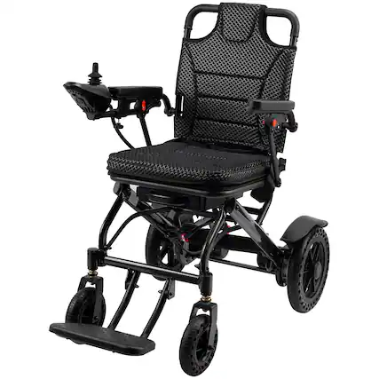 Front. Topteng - 360W Lightweight Folding Electric Wheelchair - 25-Mile Range, 46LBS, for Adults & Seniors Black - Black.