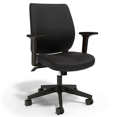 Front. Staples - Staples® Essentials Ergonomic Fabric Swivel Task Chair, Black (UN59380) - Black.