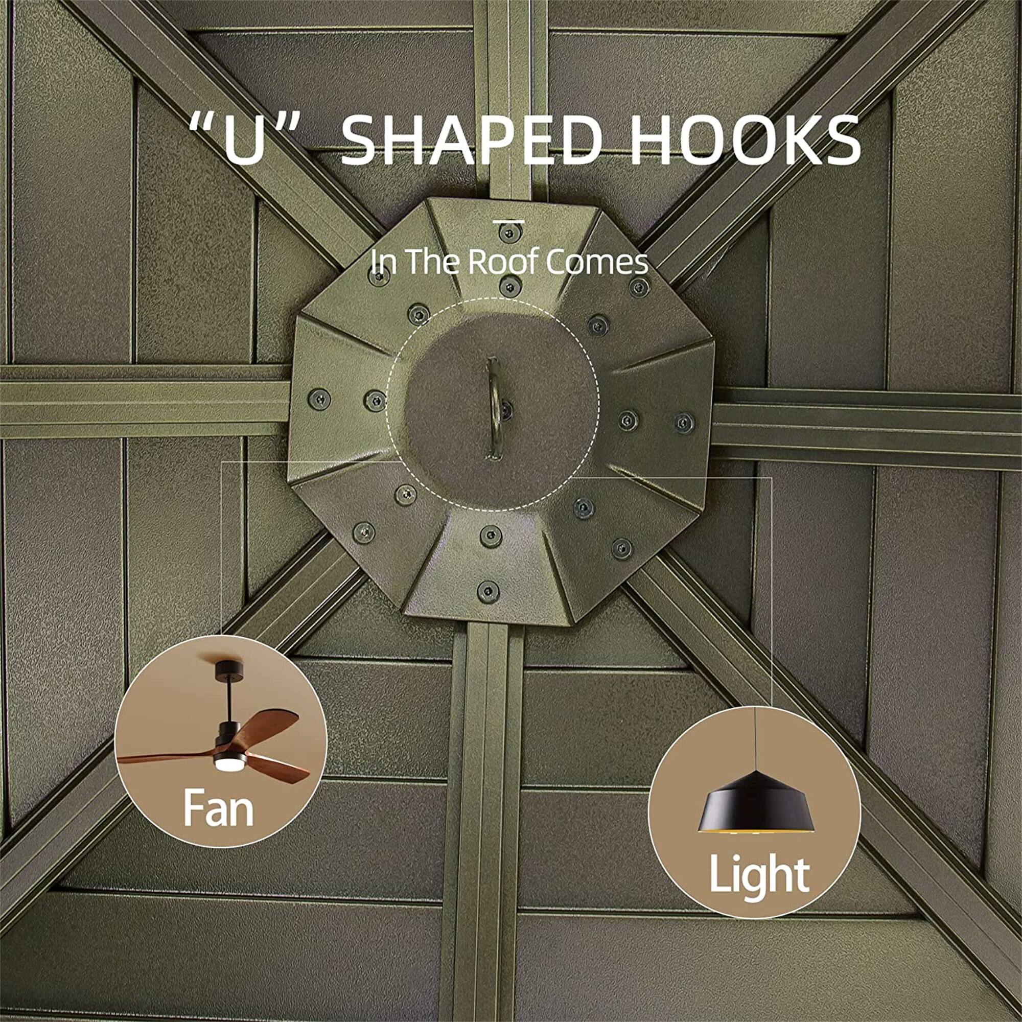 "U" SHAPED HOOKS In The Roof Comes 3 3 C Fan Light