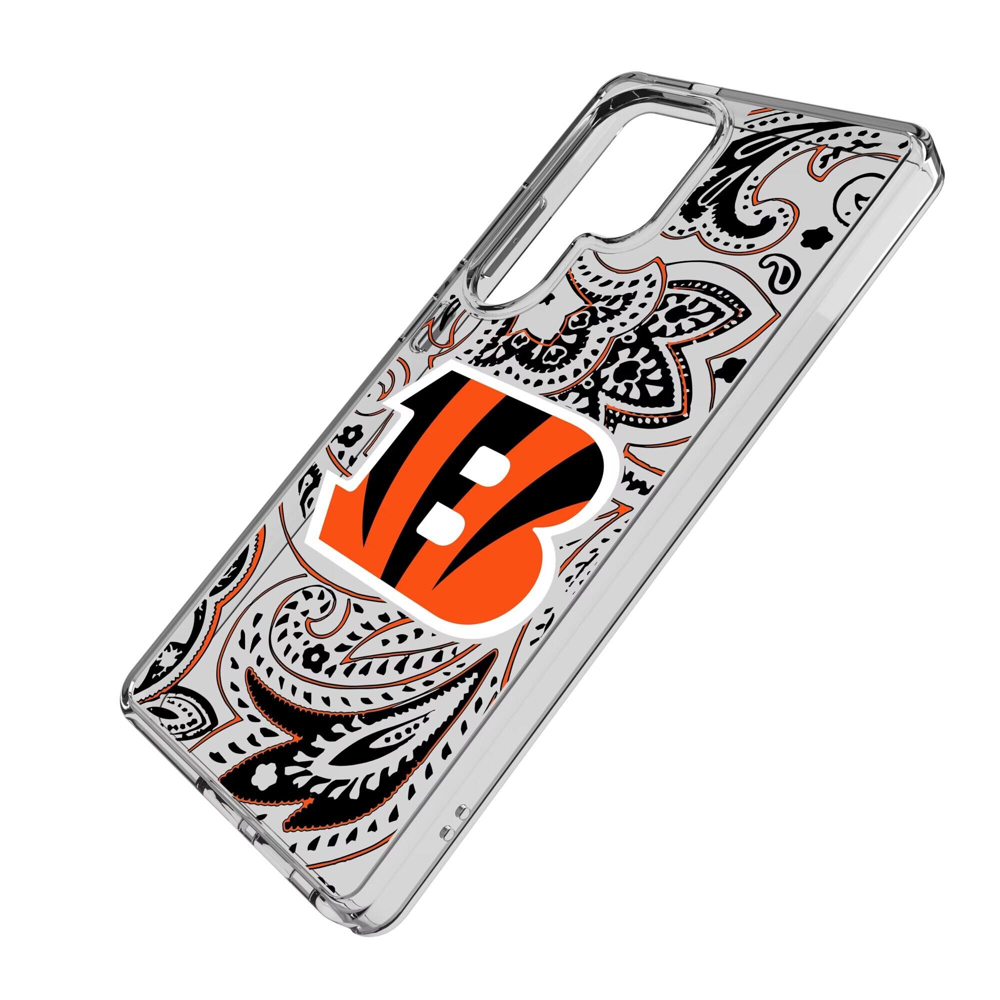 Alt View 1. Keyscaper - Cincinnati Bengals Galaxy Clear Paisley Design Case - S25 Plus - Multicolor.