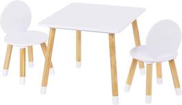 JETRANSPORT - Table With 2 Chairs Set For 3 Piece Kiddy And White WELL BUILT: Crafted From Quality Engineer Wood, Pine Wood - Square Table with Round Chairs