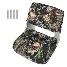 Gymax - Low Back Padded Boat Seat w/ 4 Bolts Thick Sponge Padding for Outdoor Adventures - Camouflage