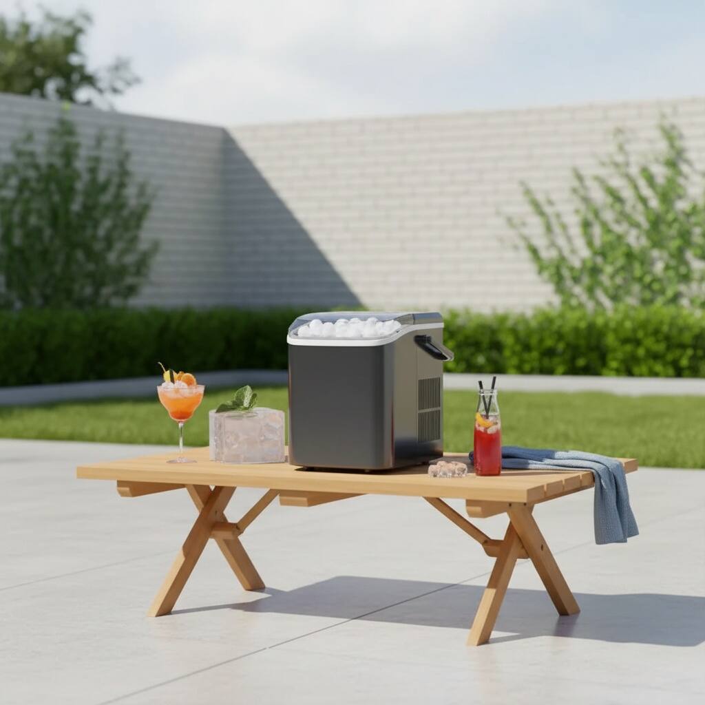 Left. Forest'nSky - Portable Ice Maker - 24.5 lb/24H, 9 Bullet Ice in 6 Mins, Self-Clean, Low Noise, Handle for Camping/BBQ,Upgraded Black - Upgraded Black.