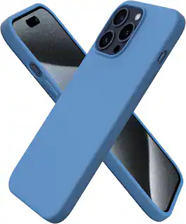 Ornarto - Compatible with iPhone 15 Pro Max Case 6.7", Slim Liquid Silicone Full Covered Protective Cover - Blue