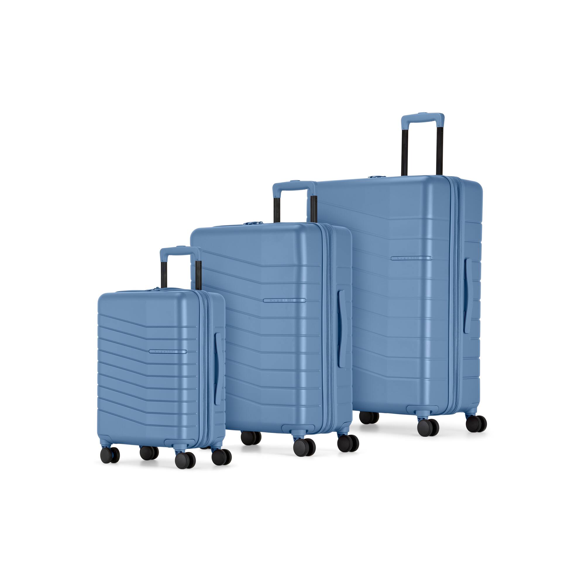 Front. Bugatti - Munich 3 Piece Hardside Luggage Set with Expansion - Blue.
