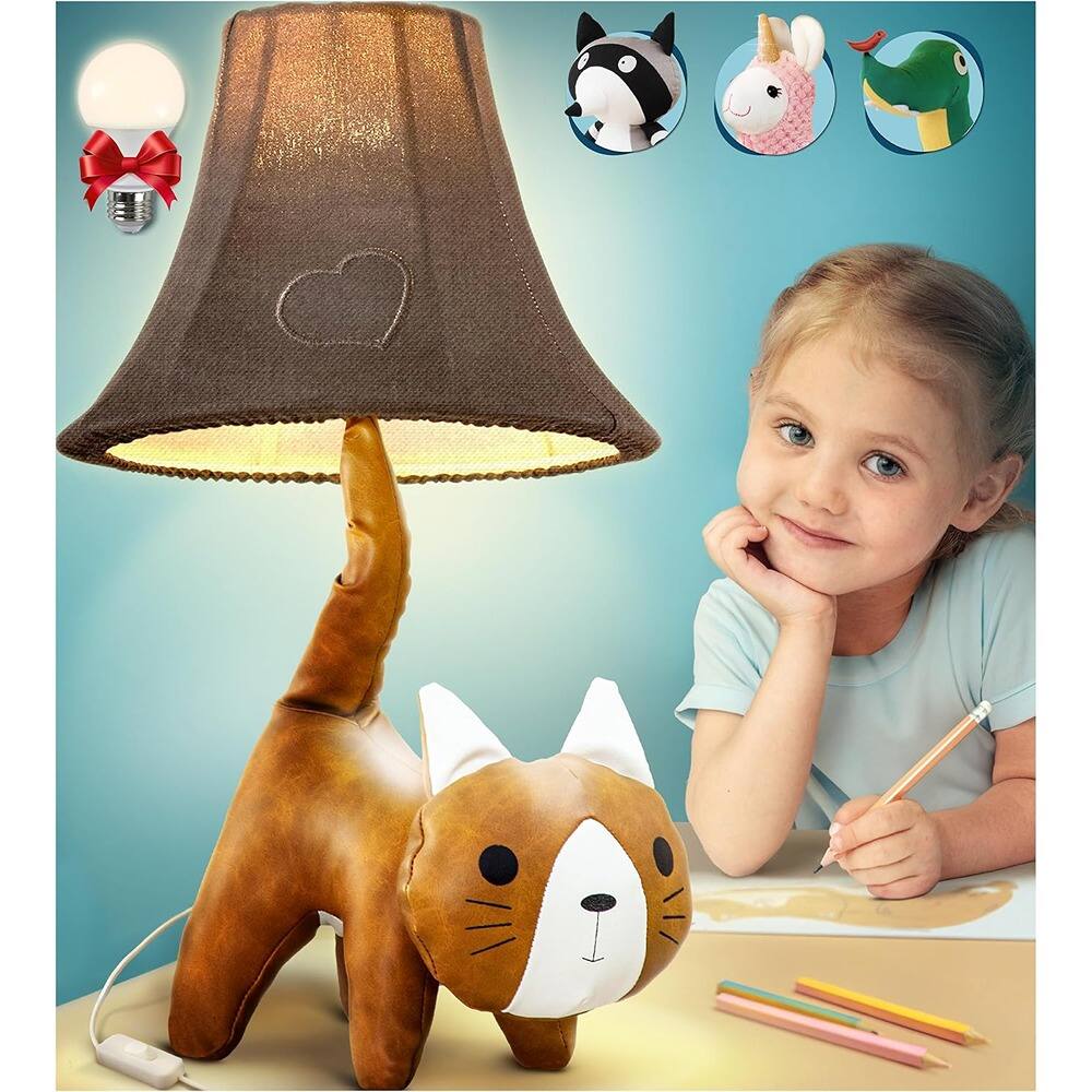 Front. Schertz - 20" Cat Lamp for Kids Bedroom, Cute Animal Night Light, Gift for Girls & Boys - Gold.