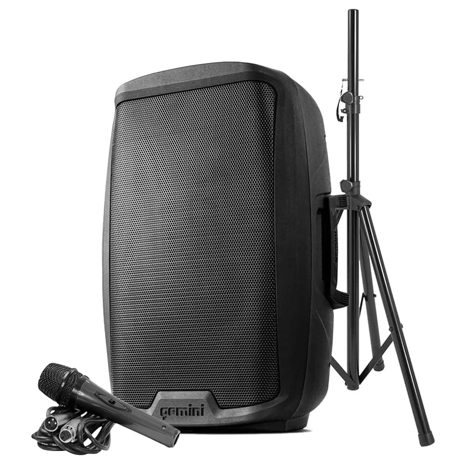 Gemini - As-2115bt-pk As Series Bluetooth Portable Pa Speaker Kit With Stand And Wired Microphone, As-2115bt-pk - Black