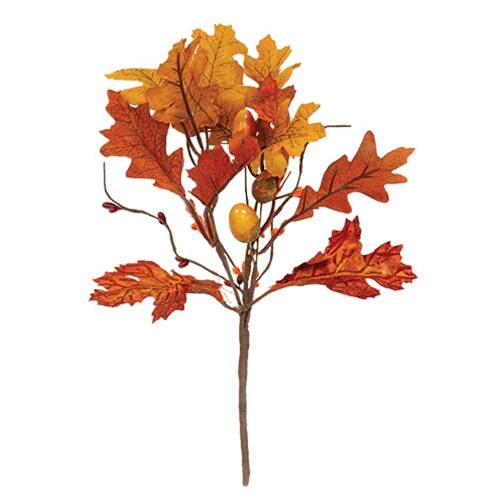 Front. BreeBe - Fall Mix Oak Leaves Acorns and Pip Pick - 12" - Yellow, Orange, Brown.