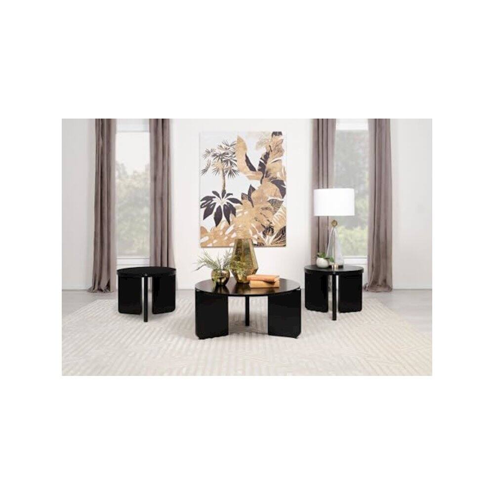 Alt View 1. Coaster Co. of America - Cordova 3-piece Solid Wood Coffee and End Table Set Black - Black.