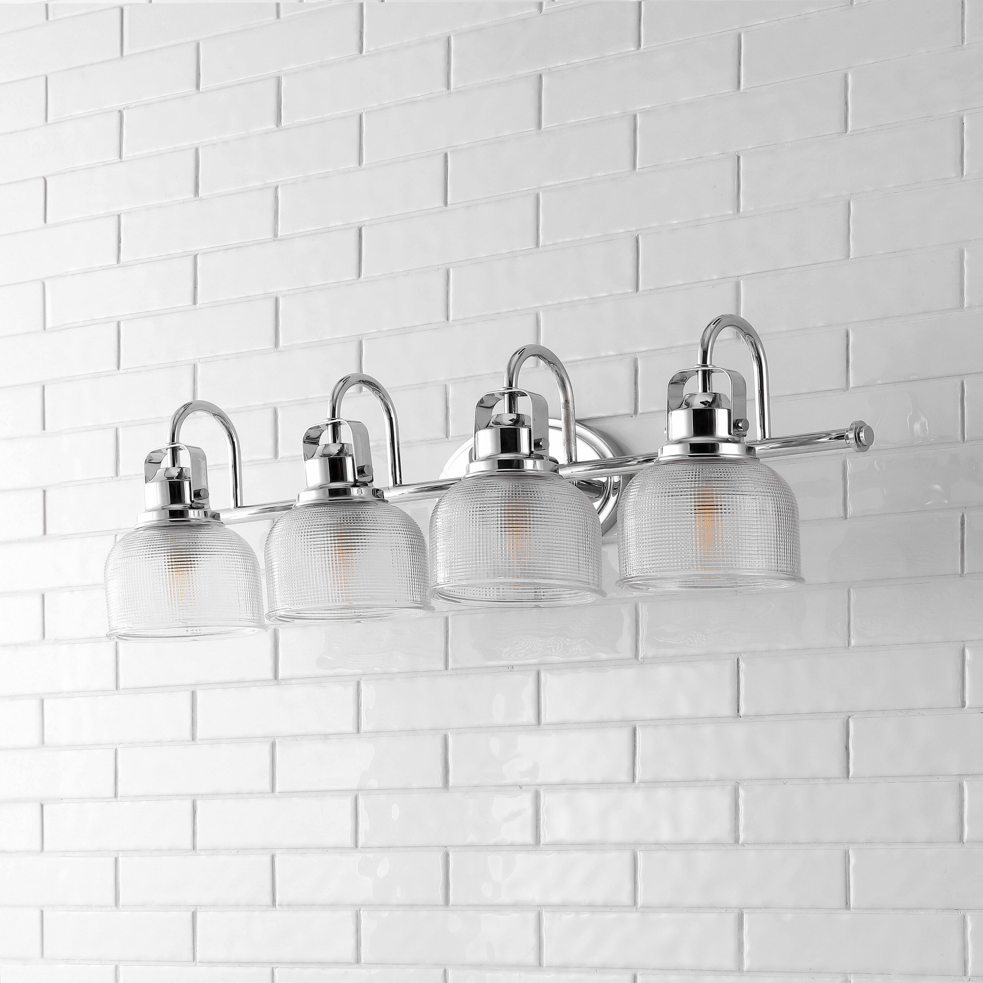 Alt View 5. Jonathan Y - Virginia 30" 4-Light Metal/Glass LED Vanity Light, Chrome - Chrome.