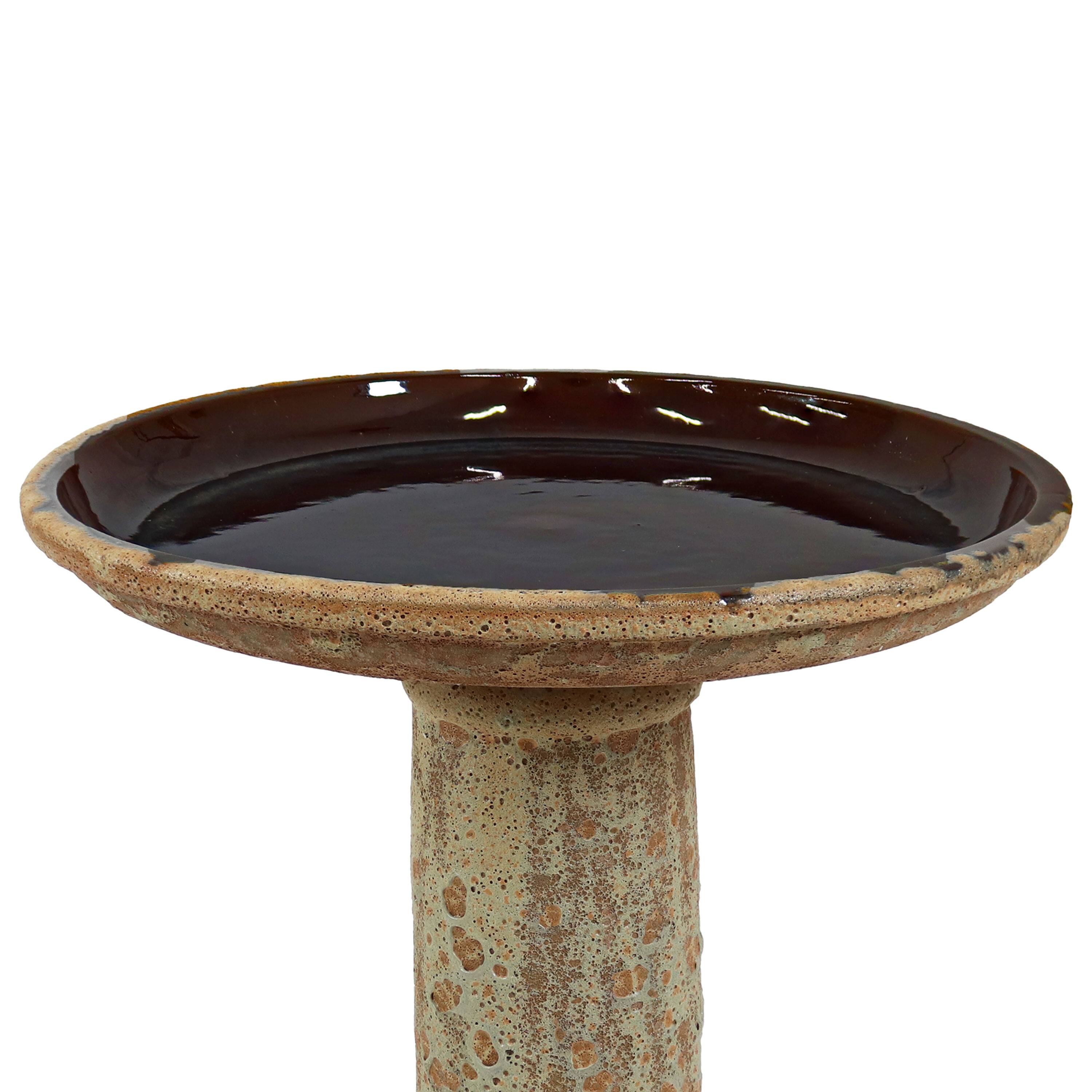 Alt View 9. Sunnydaze - Toulon 24.5” H Lava Finish Bird Bath - Brown.
