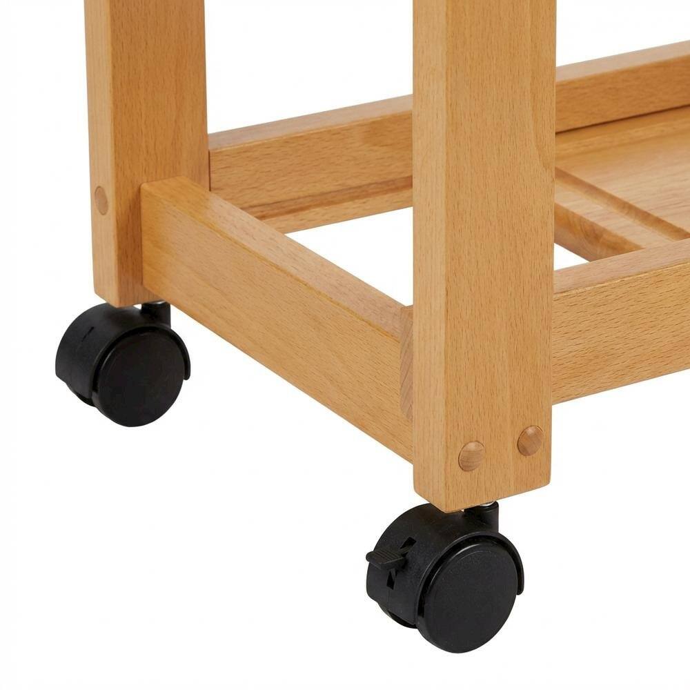 Left. FurniFact - Solid Wood Kitchen Cart With Storage - Natural.