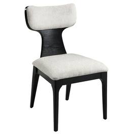 Manhattan Lane - Kiri Dining Side Chair Set of 2, White Chenille Seat, Black Wood Legs - White, Black