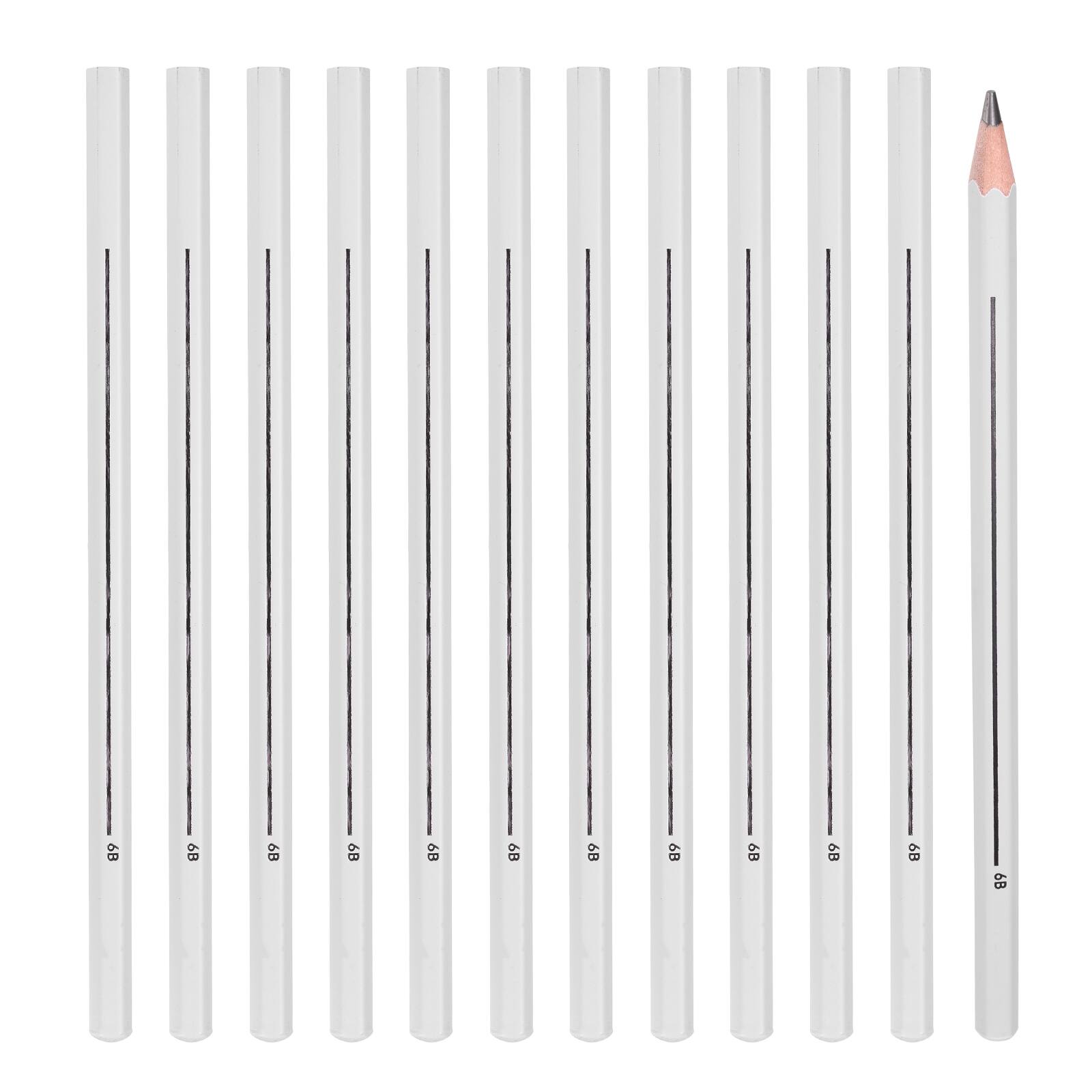 Front. Unique Bargains - 6B Drawing Pencils for Sketching, 12pcs Sketch Pencils w/ Built-in Sharpener for Drawing, Painting, Sketching - Black.
