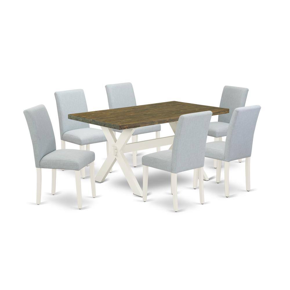 Left. East West Furniture - East West Furniture 7-Piece kitchen dining table set Includes 6 Kitchen Chairs with Upholstered Seat and High Back and - Multi-Color.