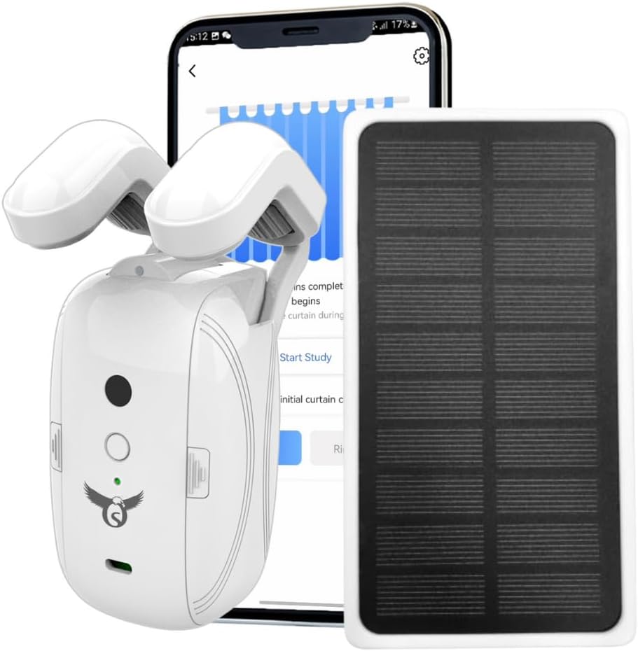 Left. Osprey - Solar Panel Charger for Smart Curtain Opener, Easy Setup, Low-Light Charging, Unlimited on Solar Power.