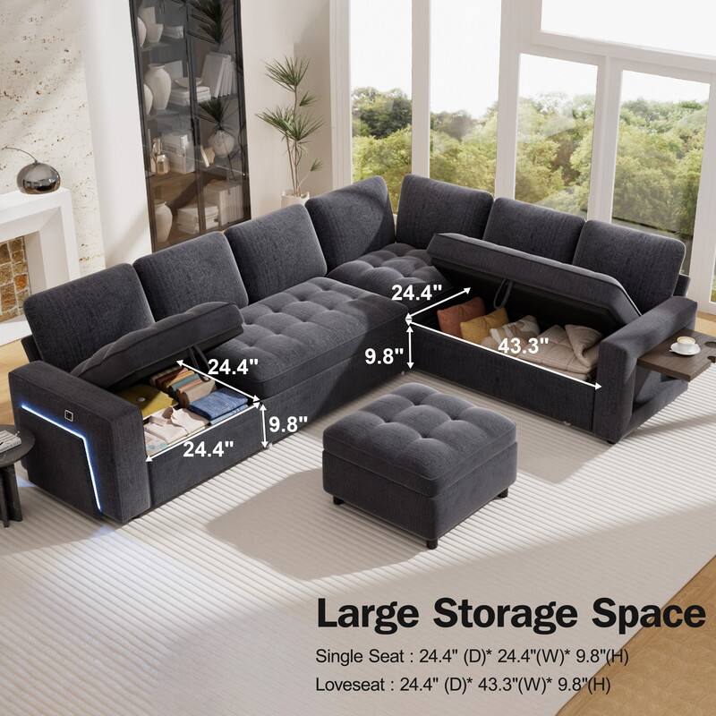 The dimensions for the furniture are as follows:

- Single Seat: 24.4" (D) x 24.4" (W) x 9.8" (H)
- Loveseat: 24.4" (D) x 43.3" (W) x 9.8" (H)