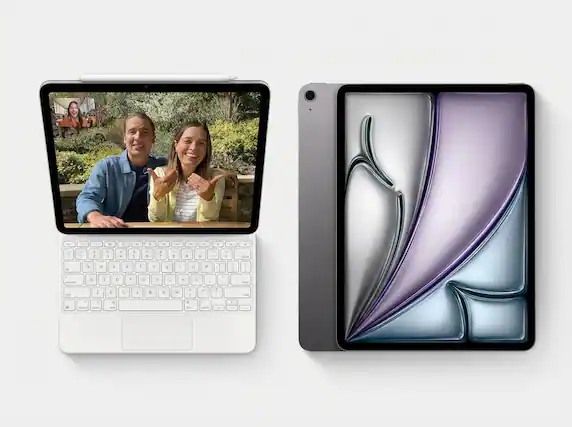 Front. Apple - Apple 13" iPad Air M2 256GB Space Gray MV2D3LL/A & Magic Keyboard Black Bundle - Space Gray.