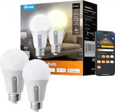Govee 2 Pack A19 Warm to Cool White 800lm @6500K CRI>80 App Control
Lighting Facts by 3 Brgtes 800 unes Estimated Toary Beed Sreg Cost 36 a Chita Uor S Tpm a Ute I B 1 Bead dr Light pwrancn Tom Dol T 200K BXK Ewg e hel E 4 - t . Brightness 800 lumens istimated CF Coot 6 : 50061 99869 3 a 1 -a Bulb IFTTT tter works alexa with works with Google Home B80I5A
- 2 Pack
- A19
- Warm to Cool White
- 800lm
- @6500K
- CRI>80
- App Control
- Brightness 800 lumens
- Estimated Energy Cost $1.36/year based on 3 hours/day use
- Life 27 years
- Light Appearance 2700K - 6500K
- Energy Used