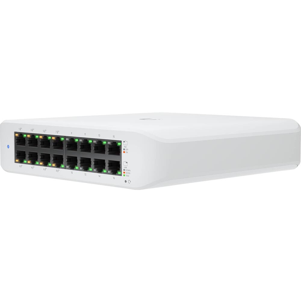 Alt View 6. Ubiquiti - Lite 16-Port Gigabit PoE+ Compliant Managed Switch USW-Lite-16-POE - White.