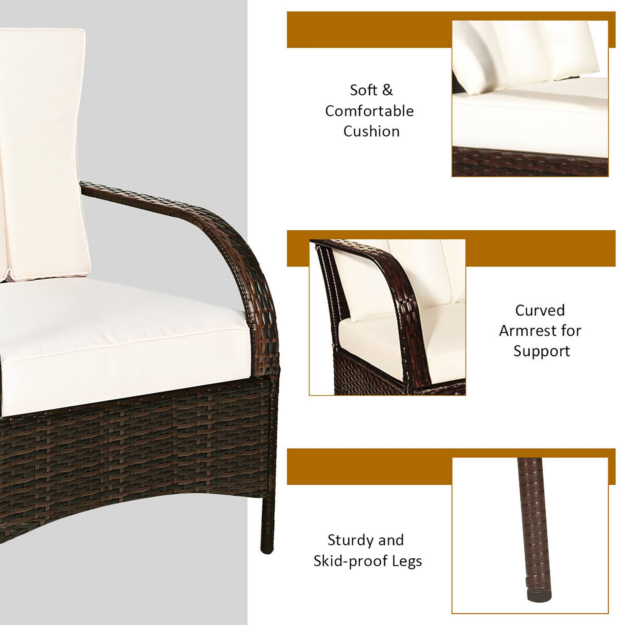 Soft & Comfortable Cushion, Curved Armrest for Support, Sturdy and Skid-proof Legs