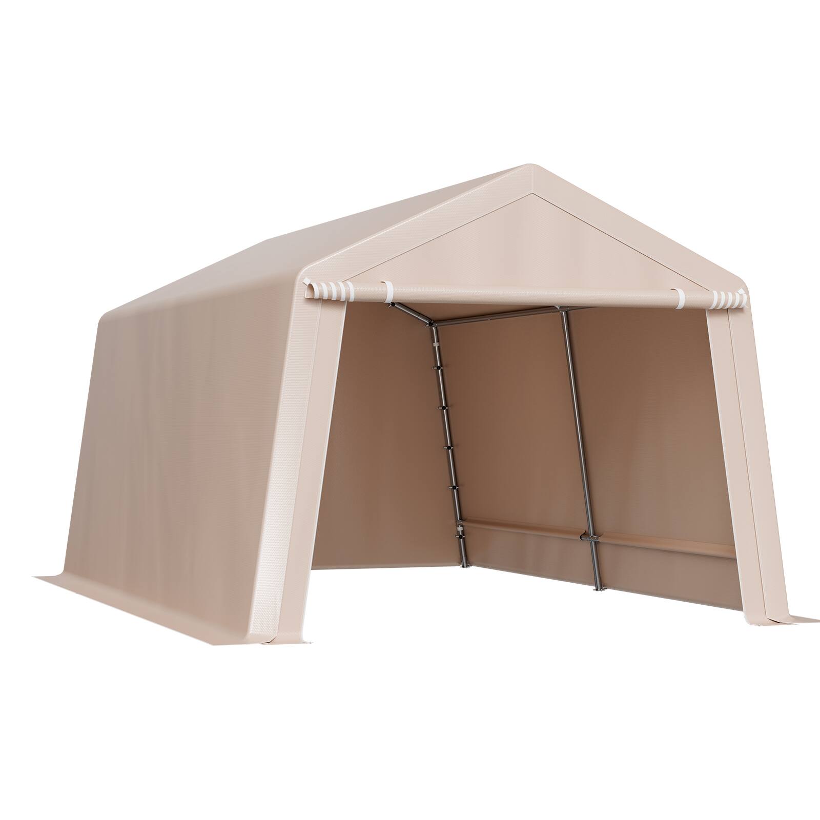 Alt View 5. VEVOR - Outdoor Storage Shed, 10 x 15 ft Tent with Roll-up Door & Vents, Waterproof Canopy Shed Shelter, Heavy Duty Frame - Beige.