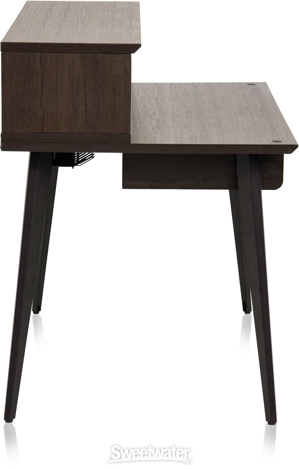 Back. Gator Frameworks - Elite Furniture Series Main Desk in Dark Walnut with 8U Rack Space and Slide-Out Keyboard Tray - Dark Walnut Finish.