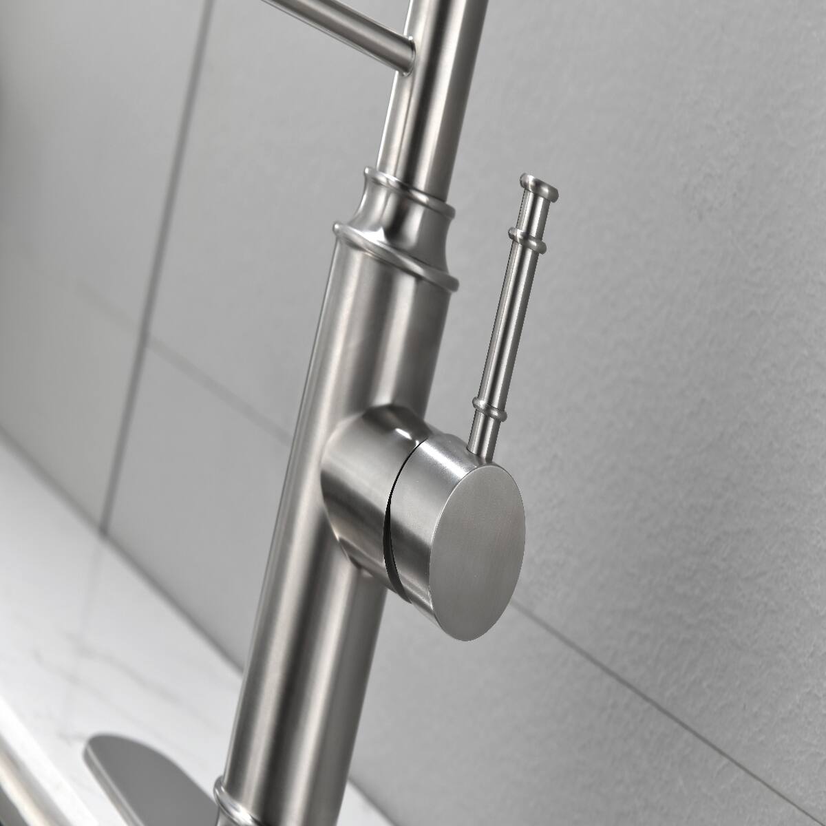 Alt View 1. Ropilly - Ropilly Brushed Nickel Single Handle Pull Down Kitchen Faucet with Spring Design and Spot Resistant Stainless Finish - Brushed Nickel.