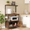 Bestier - 31 inch 3 Tier Bakers Rack with Cabinet Kitchen Storage Shelves Microwave Oven Stand Coffee Bar - Brown